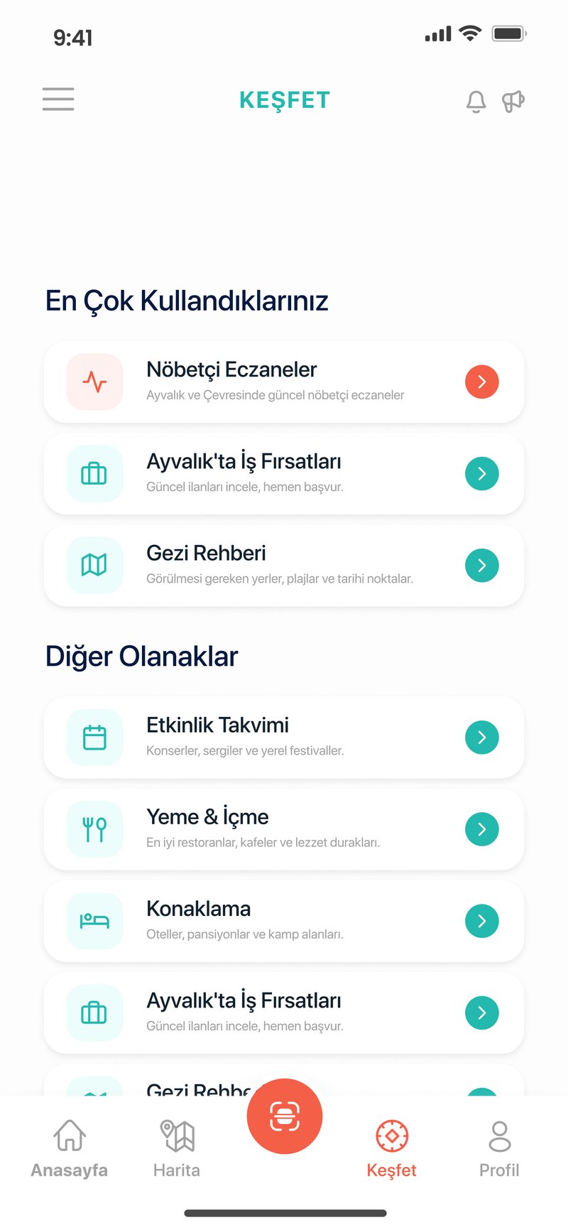 Lokalviva keşfet sayfası — yakın mekânlar ve filtreler